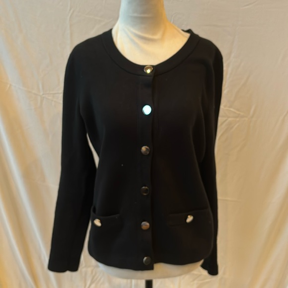 Banana republic, black cardigan, sweater with silver buttons - Picture 1 of 7